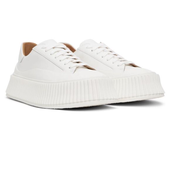 Jil Sander ~ White Low Top Platform Sneakers Euro 36 - Picture 1 of 9